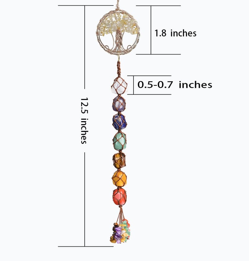 Nicestone Gemstones Healing Feng Shui Crystals Window Car Decorations Hanging Ornament for Home Decor Party Decor(Tree-Citrine) - Image 2