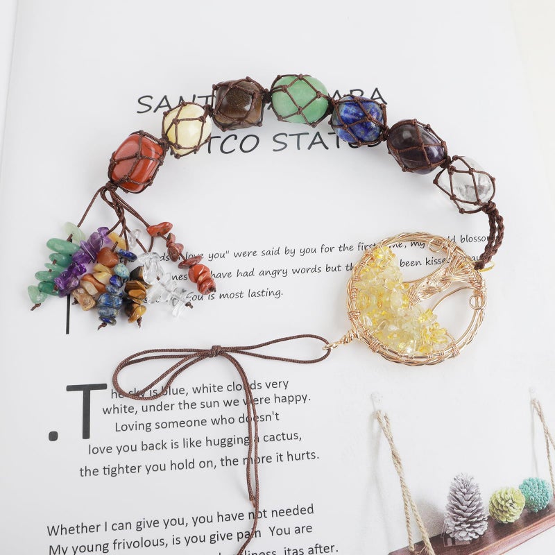 Nicestone Gemstones Healing Feng Shui Crystals Window Car Decorations Hanging Ornament for Home Decor Party Decor(Tree-Citrine) - Image 3