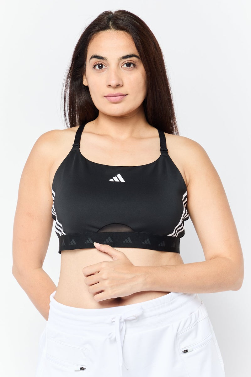 Adidas Women Brand Logo Non-Padded Sports Bra, Black - Image 1
