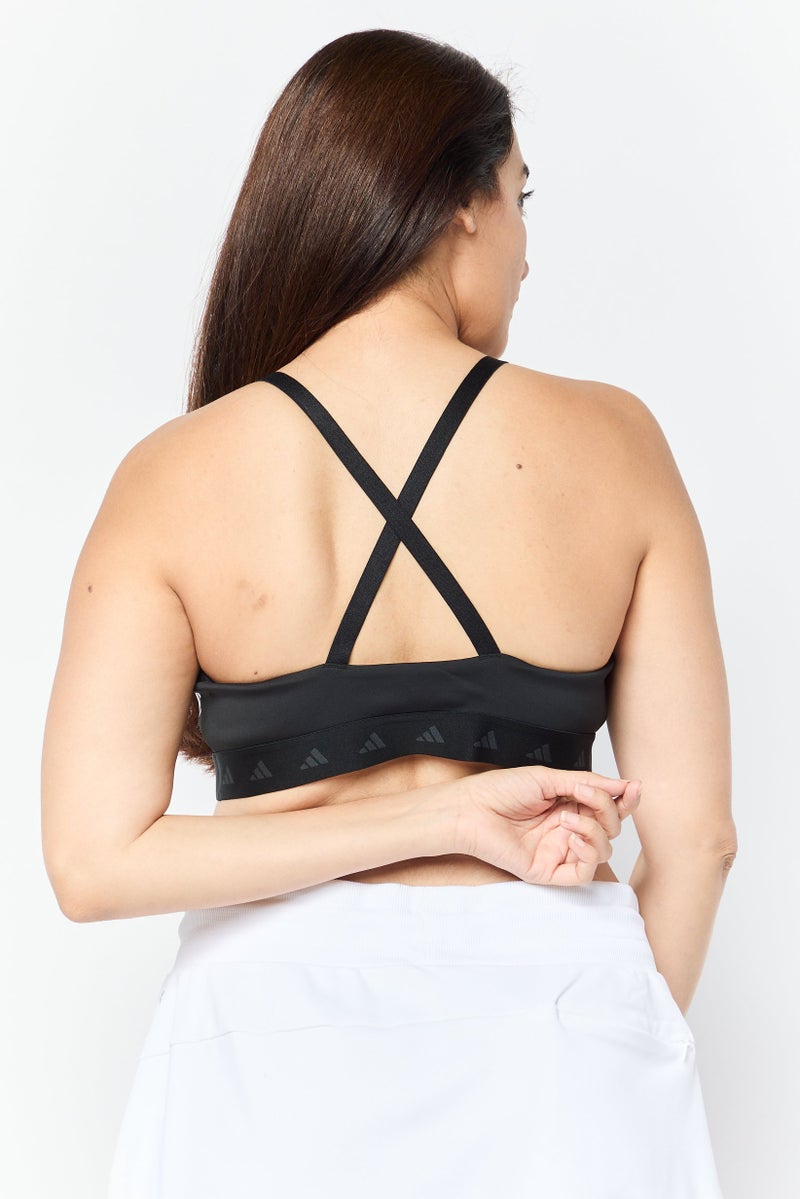 Adidas Women Brand Logo Non-Padded Sports Bra, Black - Image 2