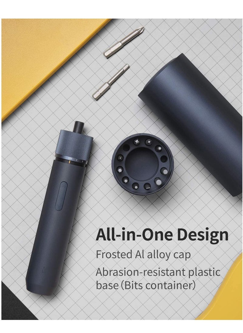 SYOSI مفك كهربائي، مجموعة مفكات لاسلكية بجهد 3.6 فولت، تصميم شامل، كابل شحن USB-C، يدوي وكهربائي، ضوء LED بدون ظل، 3 عزم، 5N.m 1500mAh، 12 قطعة لقواطع الكهرباء  - Image 2
