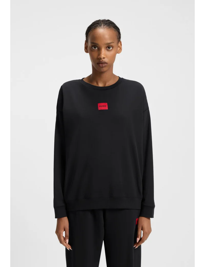 HUGO Regular-fit pyjamas in stretch cotton with logo labels