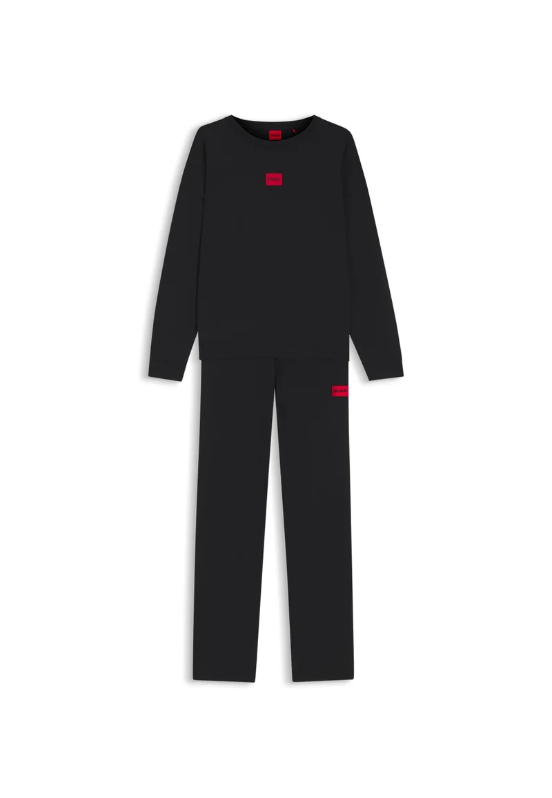 HUGO Black Regular-fit pyjamas in stretch cotton with logo labels for Women | Best Price UAE