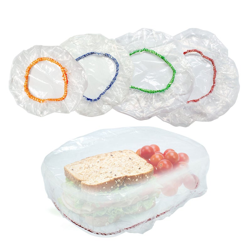 Brite Concepts Culinary Elements Reusable Bowl Covers, 12 (Twelve)-Count, 4 Different Sizes with Elastic, Multi-Purpose Plastic Food Storage Cover sfor Leftovers, Dishes, Watermelons, And More  - Image 1