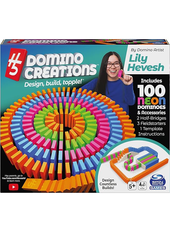 SPIN MASTER H5 Domino Creations 100 Piece Neon Set Lily Hevesh For Families And Kids Ages 5 And Up - Image 1