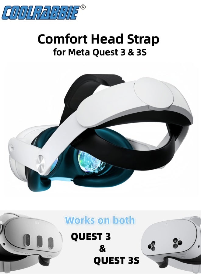 كول رابي حزام رأس مريح مصمم خصيصًا لجهاز Meta/Oculus Quest 3 و 3S – بديل لحزام Elite، يوفر راحة فائقة، مزود بمفصلة بزاوية 60 درجة، متين ومقاوم للخدوش لتجربة ألعاب واقع افتراضي غامرة. - Image 1