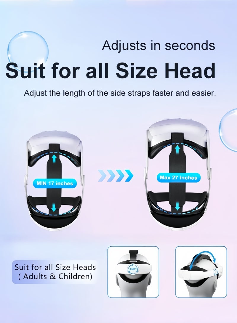 كول رابي حزام رأس مريح مصمم خصيصًا لجهاز Meta/Oculus Quest 3 و 3S – بديل لحزام Elite، يوفر راحة فائقة، مزود بمفصلة بزاوية 60 درجة، متين ومقاوم للخدوش لتجربة ألعاب واقع افتراضي غامرة. - Image 2