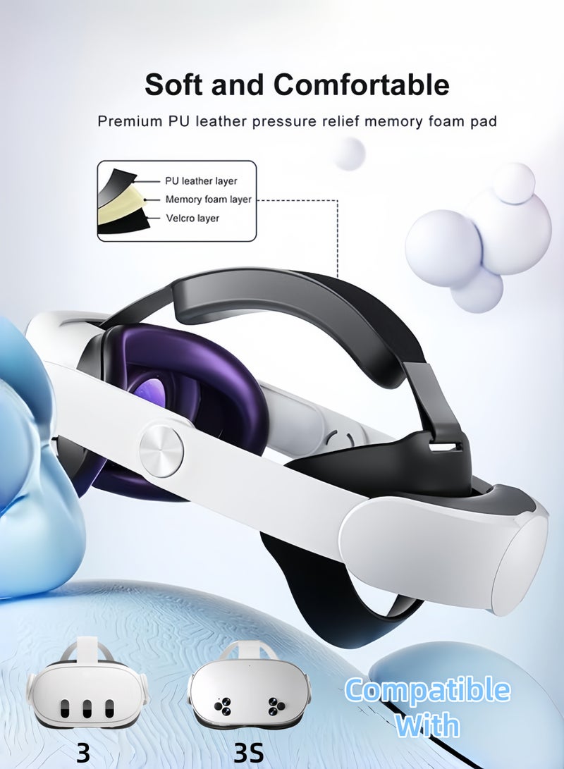 كول رابي حزام رأس مريح مصمم خصيصًا لجهاز Meta/Oculus Quest 3 و 3S – بديل لحزام Elite، يوفر راحة فائقة، مزود بمفصلة بزاوية 60 درجة، متين ومقاوم للخدوش لتجربة ألعاب واقع افتراضي غامرة. - Image 3