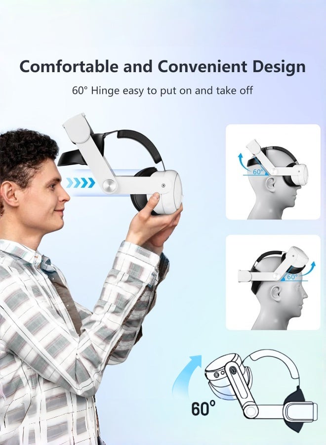 كول رابي حزام رأس مريح مصمم خصيصًا لجهاز Meta/Oculus Quest 3 و 3S – بديل لحزام Elite، يوفر راحة فائقة، مزود بمفصلة بزاوية 60 درجة، متين ومقاوم للخدوش لتجربة ألعاب واقع افتراضي غامرة. - Image 5