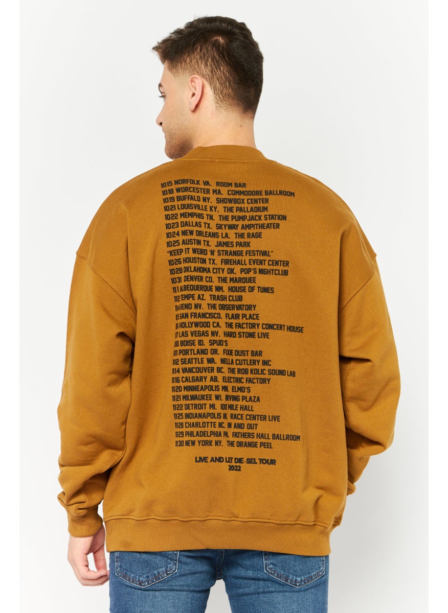 DIESEL - Men Crew Neck Graphic Print Long Sleeves Sweatshirt, Brown - Image 1