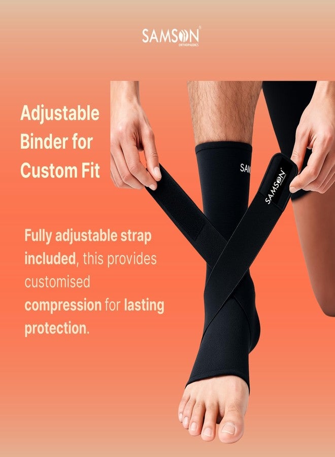 SAMSON Anklet with Silicone Pad - Compression Support for Ankle Sprains, Injuries & Recovery - (Single, Large) - Image 5