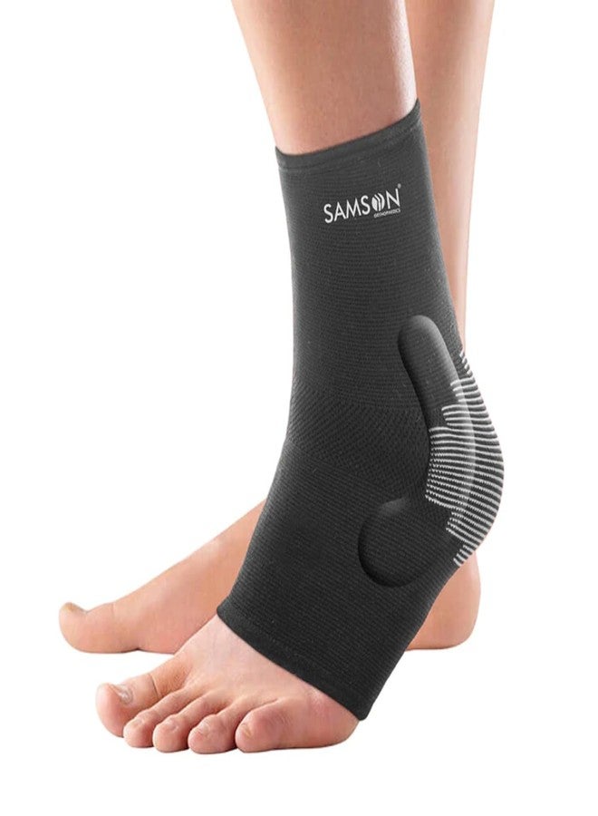 SAMSON Anklet with Silicone Pad - Compression Support for Ankle Sprains, Injuries & Recovery - (Single, Large) - Image 1