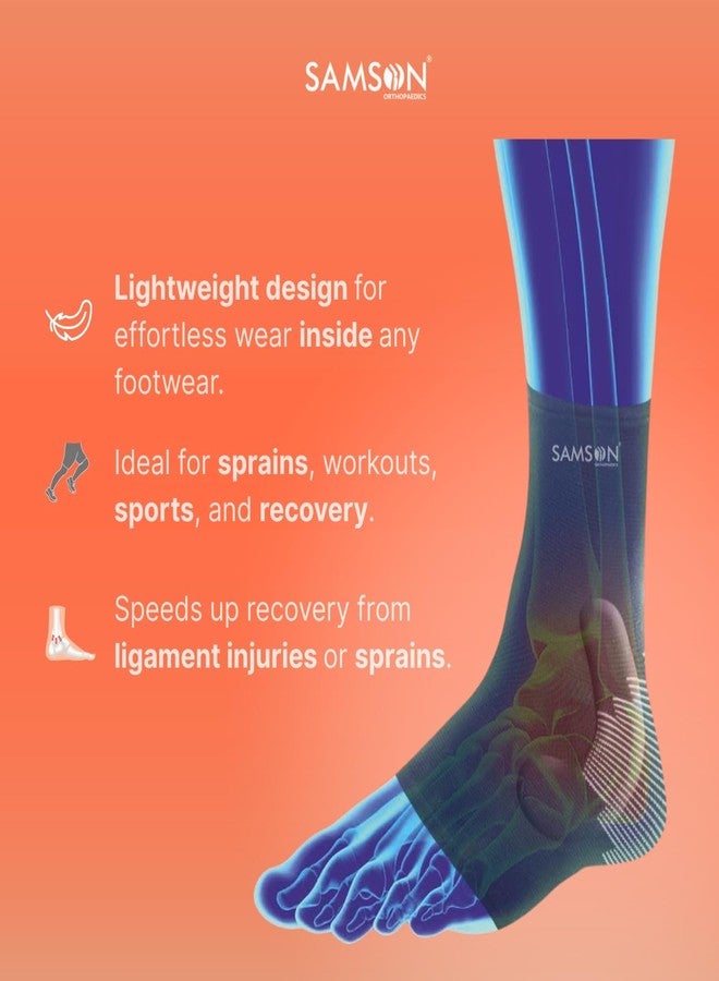 SAMSON Anklet with Silicone Pad - Compression Support for Ankle Sprains, Injuries & Recovery - (Single, Large) - Image 4