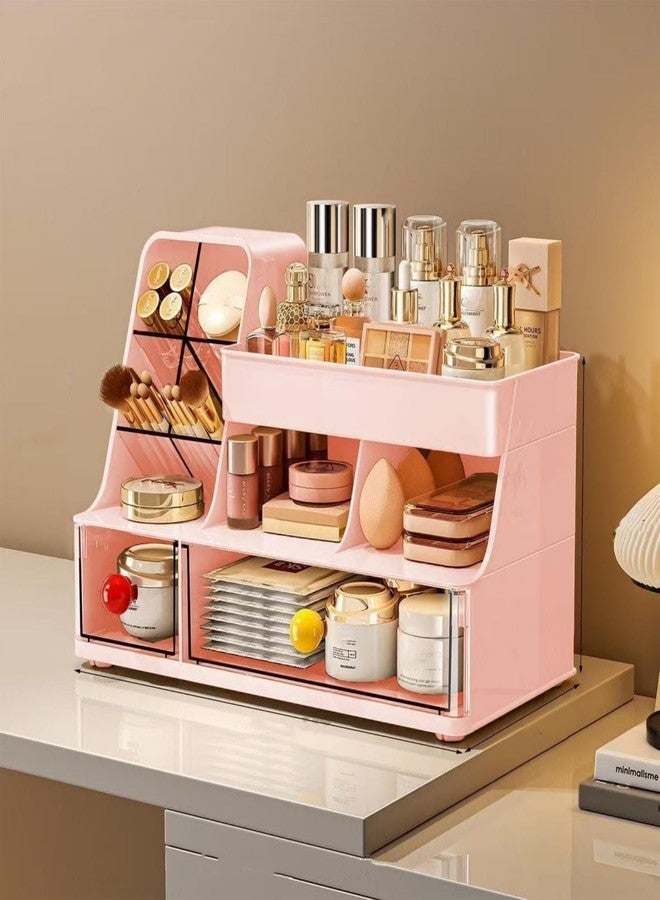 Heaime Makeup Organizer with Drawers for Vanity,Bathroom Countertop Organizer with Brushes Holder,Skincare Storage Organizer,Perfect Cosmetic Display Case for Your Beauty Essential - Image 1