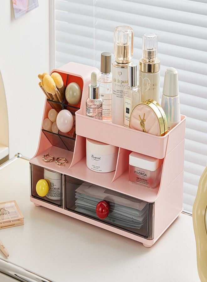 Heaime Makeup Organizer with Drawers for Vanity,Bathroom Countertop Organizer with Brushes Holder,Skincare Storage Organizer,Perfect Cosmetic Display Case for Your Beauty Essential - Image 2