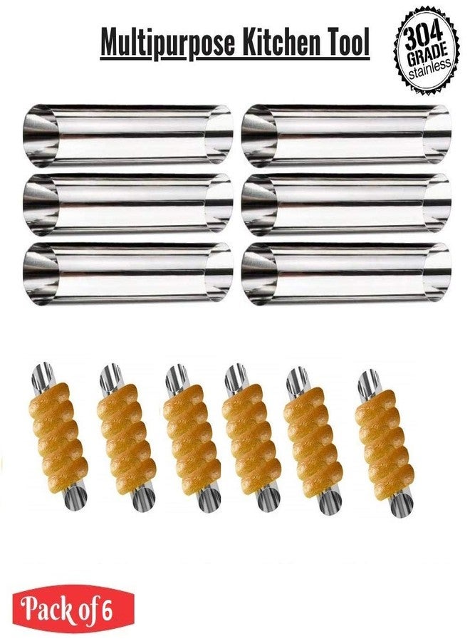 STORE77® 6 Pcs DIY Non-Stick Stainless Steel Baking Tubes Set. Spiral Horn Pastry Cream Roll Tubes/Mold/Cannoli Forms/Croissant Shell Metal Ice Cream Roll/Funnel Shape/Kitchen/Party (6) - Image 3