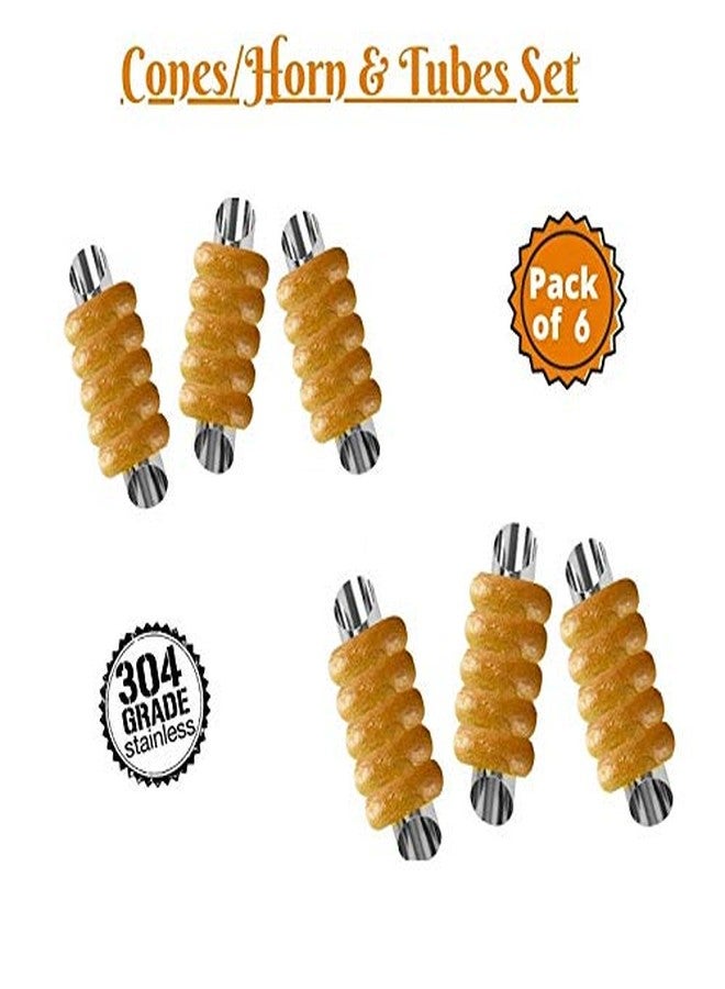 STORE77® 6 Pcs DIY Non-Stick Stainless Steel Baking Tubes Set. Spiral Horn Pastry Cream Roll Tubes/Mold/Cannoli Forms/Croissant Shell Metal Ice Cream Roll/Funnel Shape/Kitchen/Party (6) - Image 5