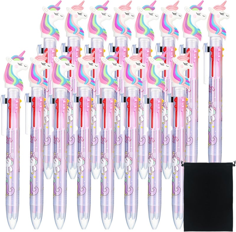 Epakh 16 Pcs Multicolor Unicorn Pen 6 in 1 Retractable Unicorn Gel Ink Multicolor Pen for Kids Cute Office School Party Favors Supplies - Image 1