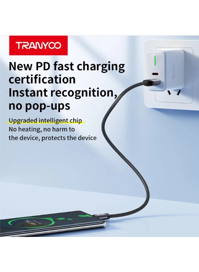 TRANYOO 60W USB-C to USB-C Fast Charging Cable – Durable Braided Design, Fast Charge & Data Transfer, Compatible with iPhone 15, Android & USB-C Devices - Image 5