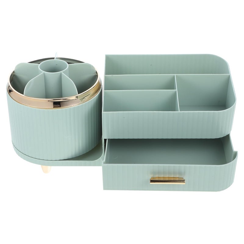 Large Capacity Rotating Makeup Organizer Light Green 360 Spinning Cosmetic Storage Box - Image 2