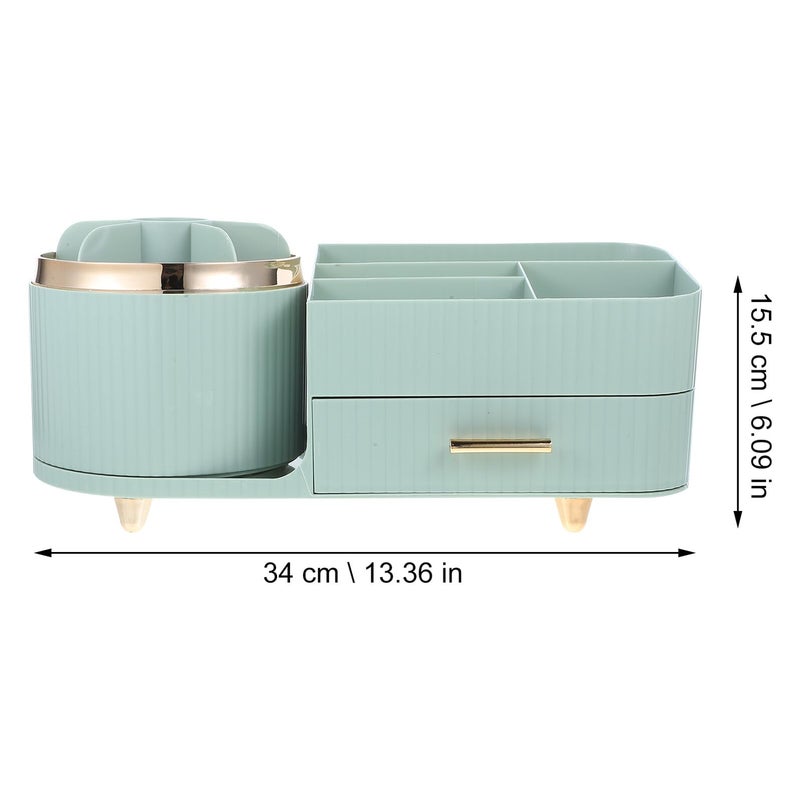Large Capacity Rotating Makeup Organizer Light Green 360 Spinning Cosmetic Storage Box - Image 3
