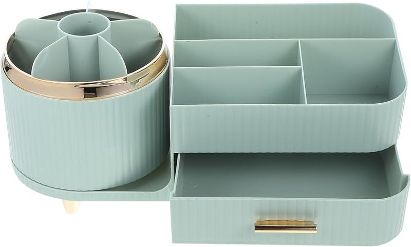 Large Capacity Rotating Makeup Organizer Light Green 360 Spinning Cosmetic Storage Box - Image 1