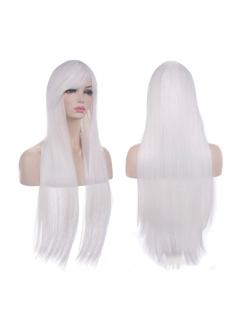 Estelle Wigs 32 Inches 80 cm Long Straight Anime Fashion Women's Cosplay Wig Party Wig With Free Wig Cap White  - Image 1