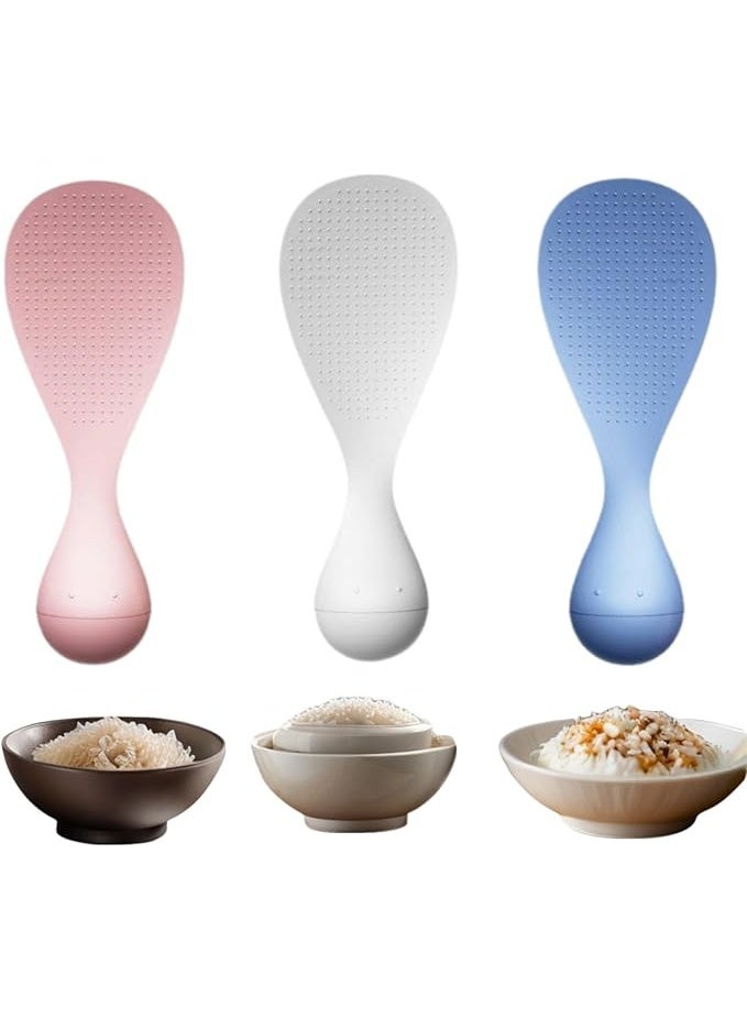 ملعقة ومغرفة أرز مقاومة للالتصاق - ملعقة أرز قائمة ومقاومة للحرارة وسهلة التنظيف ومقاومة للالتصاق، مغرفة للمطبخ، ملعقة تقديم (3 قطع) - Image 1