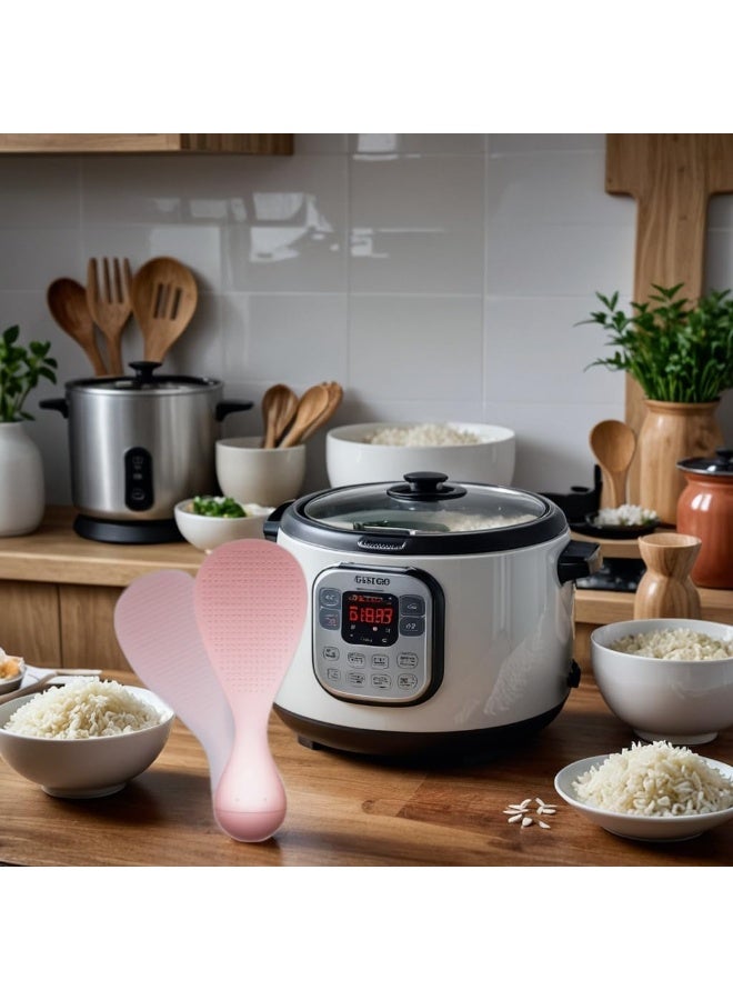 ملعقة ومغرفة أرز مقاومة للالتصاق - ملعقة أرز قائمة ومقاومة للحرارة وسهلة التنظيف ومقاومة للالتصاق، مغرفة للمطبخ، ملعقة تقديم (3 قطع) - Image 2