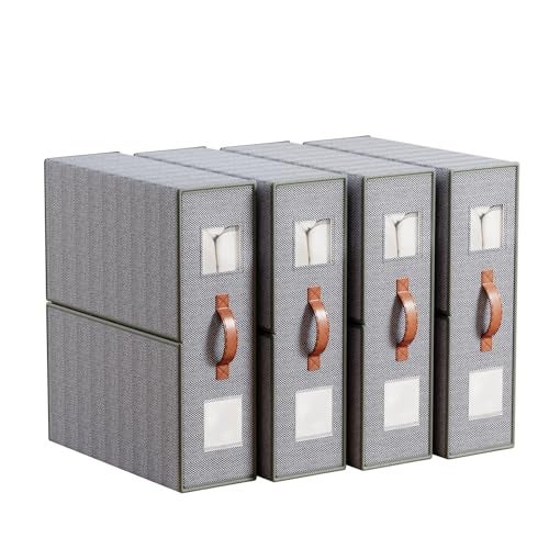 EE-RoomWorld 4 Pack Bed Sheet Storage Organizers- Premium Fabric Closet Organizer with Clear View Window, Space-Saving Foldable Design for Queen/King Size Bedsheets, Blankets & Duvet Covers - Image 1
