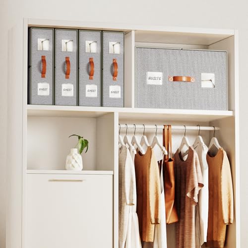EE-RoomWorld 4 Pack Bed Sheet Storage Organizers- Premium Fabric Closet Organizer with Clear View Window, Space-Saving Foldable Design for Queen/King Size Bedsheets, Blankets & Duvet Covers - Image 5