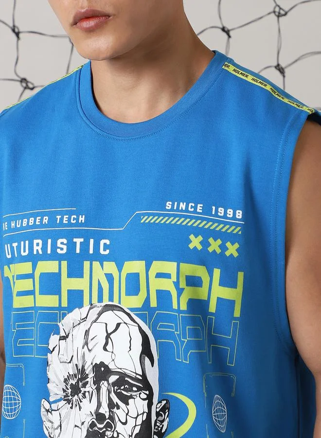 Hubberholme Men Futurestic Printed Sleeveless T-shirt
