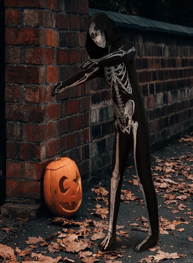Cupohus [2023 SIZE UPDATE Halloween Costume, Skeleton Costume Bodysuit Jumpsuit - Scary Black and White Costume, Unisex, Creepy - Image 2
