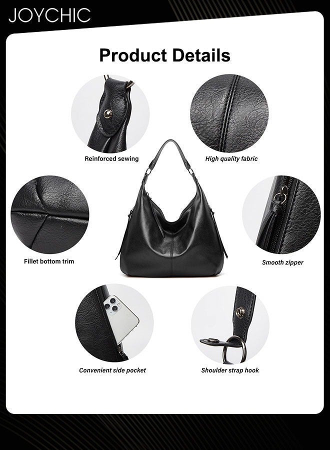 Joychic 3 Piece New Fashion Women Handbag Large Capacity Commuting Shoulder Crossbody Bag Soft PU Waterproof and Wear Resistant Ladies Tote Black - Image 2