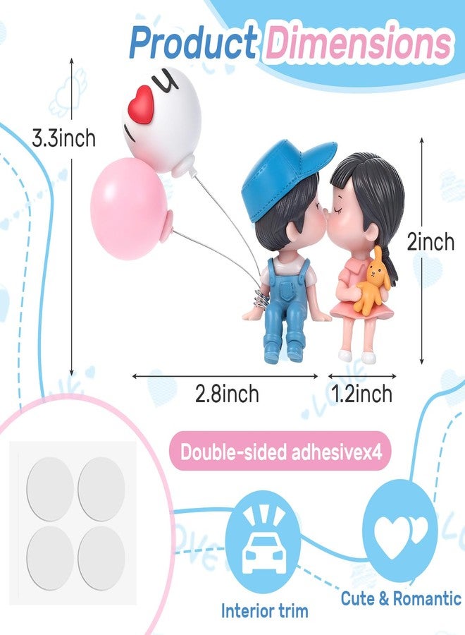 OLLBIT Cute Dashboard Decorations,Lovely Couple Kiss Dashboard Accessories,Car Dashboard Decorations,Cute Cartoon Couples Figure Figurines Balloon Car Ornaments,Resin Car Decoration for Couples Gifts - Image 3