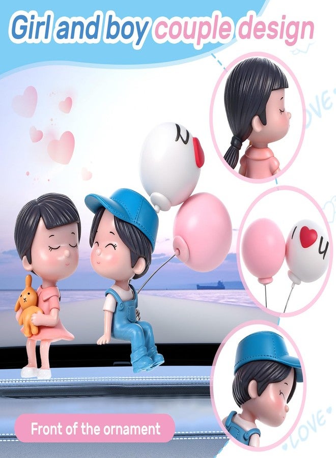 OLLBIT Cute Dashboard Decorations,Lovely Couple Kiss Dashboard Accessories,Car Dashboard Decorations,Cute Cartoon Couples Figure Figurines Balloon Car Ornaments,Resin Car Decoration for Couples Gifts - Image 2