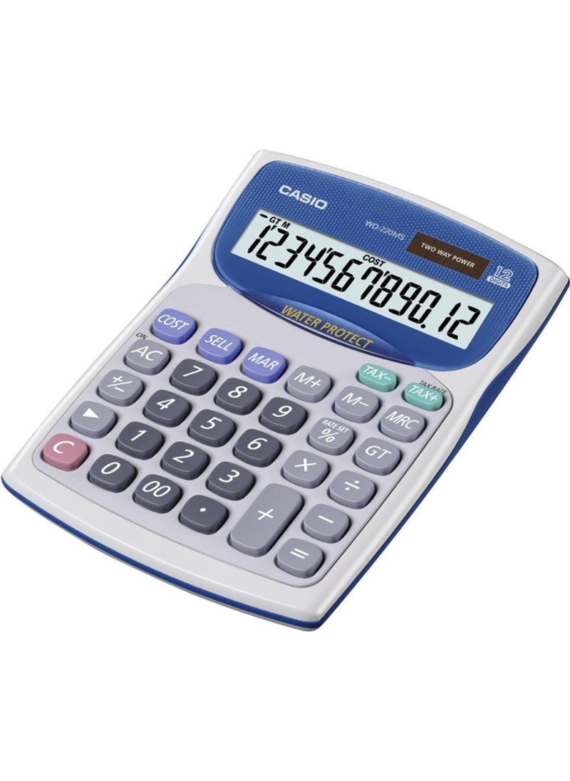 Service Zone Casio WD-220MS Desktop Calculator Waterproof With Two Way Power  - Image 1