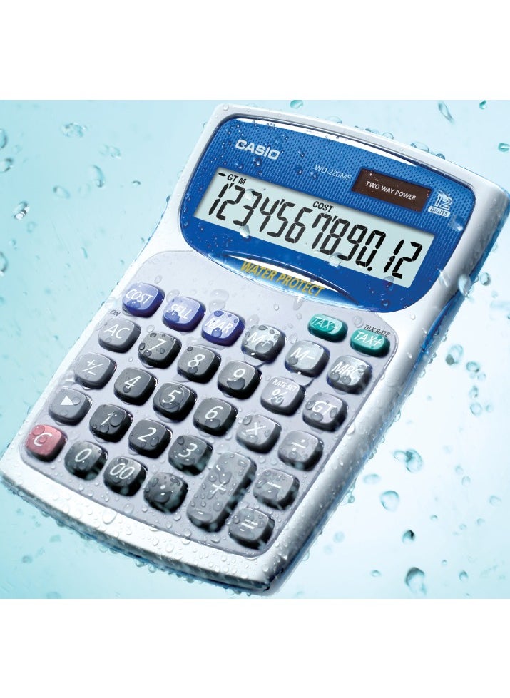 Service Zone Casio WD-220MS Desktop Calculator Waterproof With Two Way Power  - Image 2