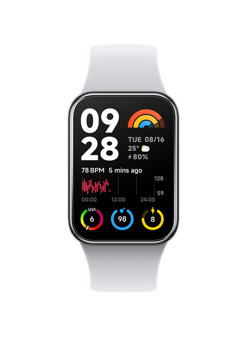 شاومي Smart Band 8 Pro، شاشة AMOLED كبيرة عالية الدقة مقاس 1.74 بوصة، رمادي فاتح - Image 1
