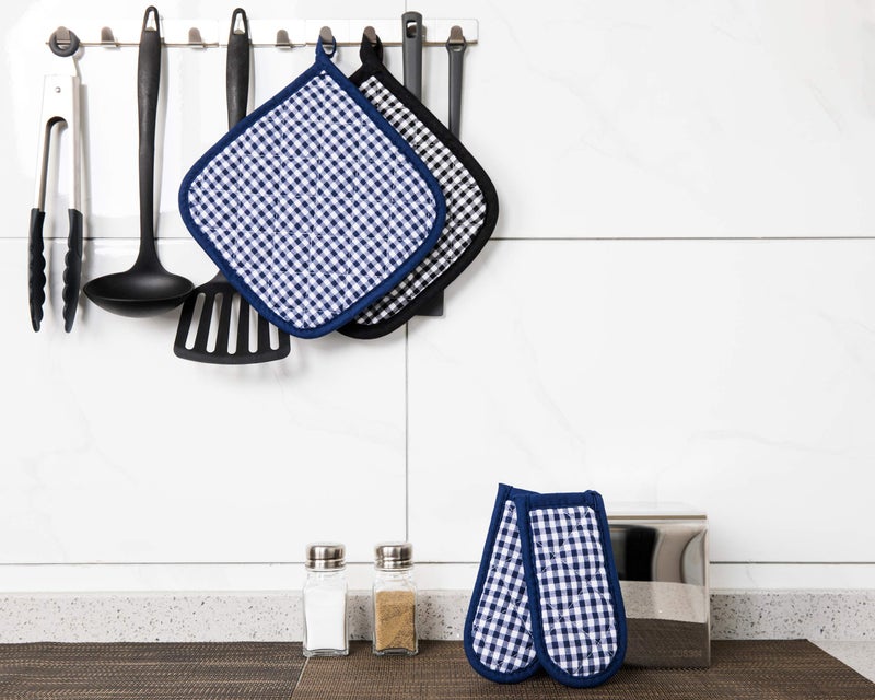 Bestjoy 5 PCS Pot Holders for Kitchen, Cotton Potholers with Great Heat Resistance, Hot Pads, Trivets for Cooking and Baking Blue - Image 3