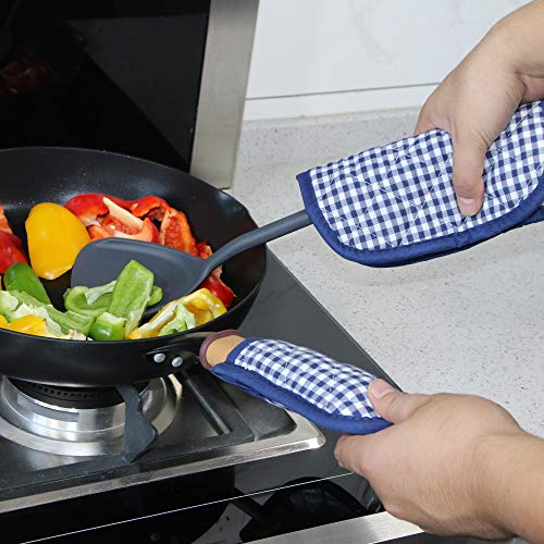 Bestjoy 5 PCS Pot Holders for Kitchen, Cotton Potholers with Great Heat Resistance, Hot Pads, Trivets for Cooking and Baking Blue - Image 5