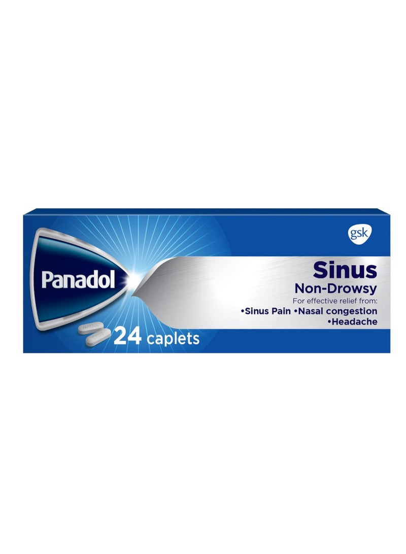 بانادول تسكين آلام الجيوب الأنفية بدون نعاس، 24 قرصًا - راحة سريعة من آلام الجيوب الأنفية واحتقان الأنف والصداع