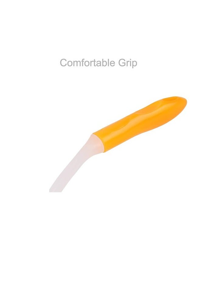 كلاسي تاتش فرشاة/فرشاة بلاستيكية بمقبض مانع للانزلاق لتنظيف الأطباق والمقالي والأواني وحوض المطبخ (أصفر وأبيض) - Image 3