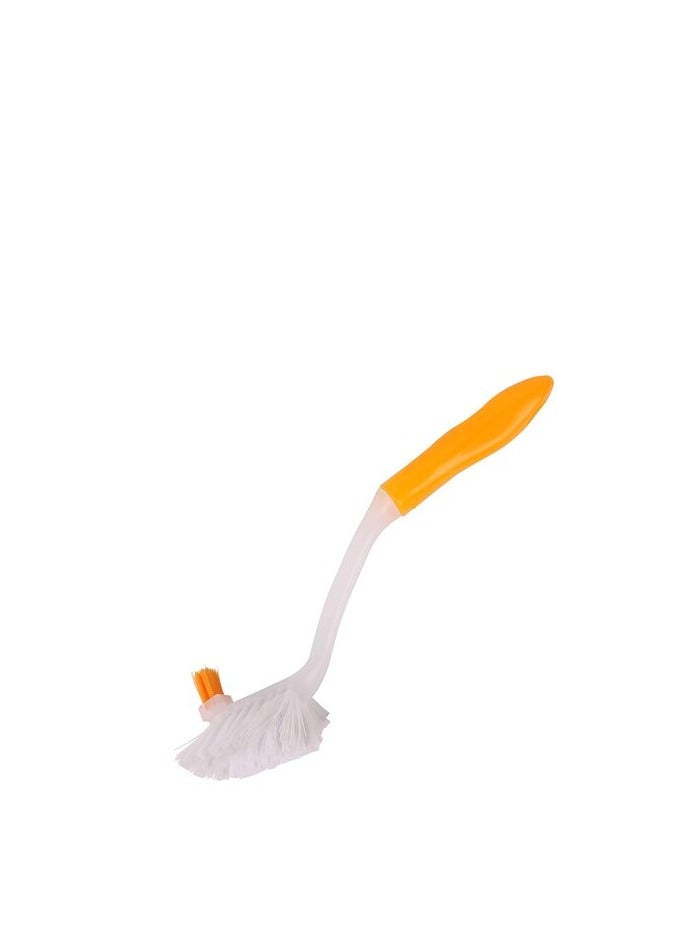 كلاسي تاتش فرشاة/فرشاة بلاستيكية بمقبض مانع للانزلاق لتنظيف الأطباق والمقالي والأواني وحوض المطبخ (أصفر وأبيض) - Image 1