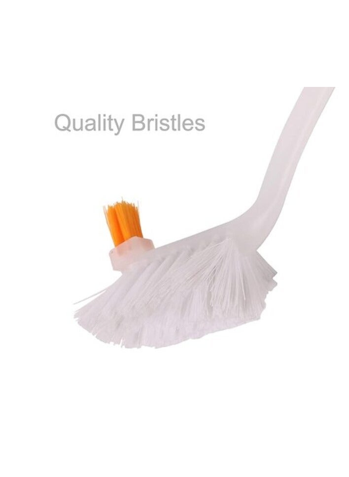 كلاسي تاتش فرشاة/فرشاة بلاستيكية بمقبض مانع للانزلاق لتنظيف الأطباق والمقالي والأواني وحوض المطبخ (أصفر وأبيض) - Image 4