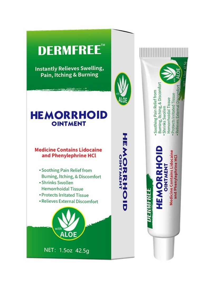 DERMFREE - Hemorrhoid Ointment 42.5g Hemorrhoid Treatment Hemorrhoid Cream for Hemorrhoid Discomfort, Cooling Formula with Soothing Ingredients Targets Pain Swelling and Itching Fast Acting Ointment - Image 1