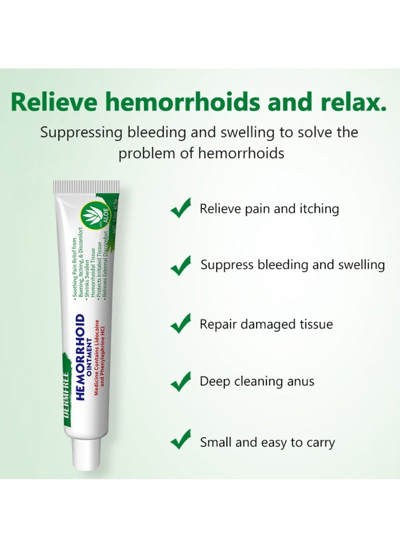 DERMFREE - Hemorrhoid Ointment 42.5g Hemorrhoid Treatment Hemorrhoid Cream for Hemorrhoid Discomfort, Cooling Formula with Soothing Ingredients Targets Pain Swelling and Itching Fast Acting Ointment - Image 1