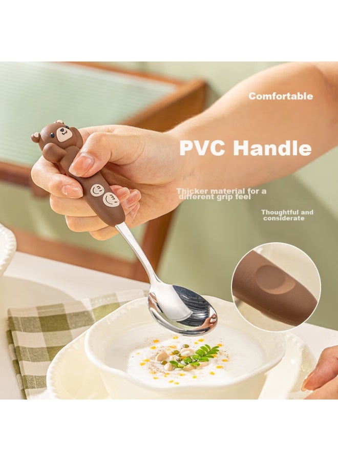 GRASEY Guangyi 316 Stainless Steel Children's Cartoon Chopsticks And Spoon Portable Cutlery Set With Storage Box, Brown Bear Gy7389  - Image 5