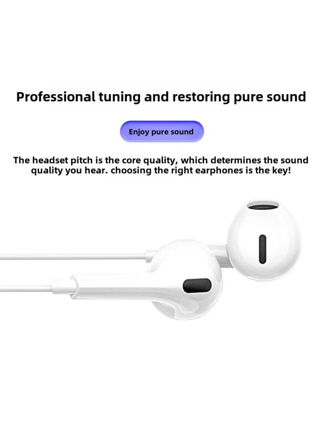Generic - For Apple 3.5mm In-ear Wired Headphones Four-level Live Line Control Karaoke Type-c Digital Universal Wholesale-Colors:3.5 Round Hole Headphones White Copper - Image 1
