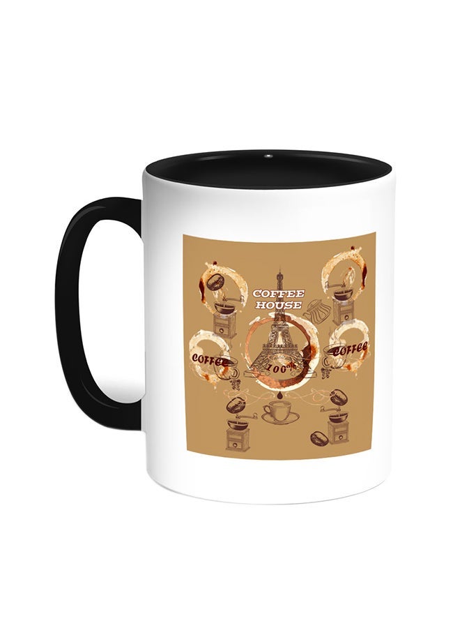 RYN Coffee House Printed Coffee Mug Black/White 11ounce